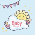 Baby shower pacifiers sun cloud bunting