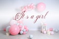 Baby shower party for girl. Balloons and sweets Royalty Free Stock Photo