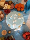 Baby Shower,party time, cake, its a boy, blue cake, baby boy, Royalty Free Stock Photo