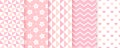 Baby shower pastel patterns. Baby girl seamless backgrounds. Vector illustration Royalty Free Stock Photo