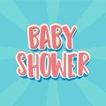 Baby shower pop art with sunburst illustration vector Royalty Free Stock Photo