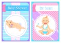 Kid with Forelock, Baby in Diaper Card Vector