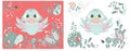 Baby shower poster, card, intitation cover, wall poster for children's room. Cute bird with flower rustik elements