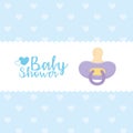 Baby shower, purple pacifier dotted background celebration banner