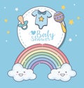Baby shower rainbow cloud cartoon rattle pacifier clothes