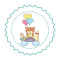Baby shower round label stamp with cartoons Royalty Free Stock Photo