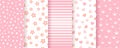 Baby seamless backgrounds. Pastel pink textures for baby girl. Vector illustration Royalty Free Stock Photo