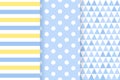 Baby shower seamless patterns for baby boy. Vector illustration Royalty Free Stock Photo