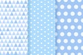 Baby shower seamless patterns for baby boy. Vector illustration Royalty Free Stock Photo