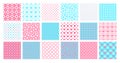 Baby shower seamless patterns set. Cute love hearts and dots vector illustration. Easter simple backgrounds collection Royalty Free Stock Photo