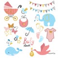 Baby Shower set. Royalty Free Stock Photo