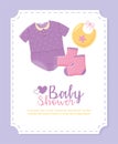 Baby shower, small clothes bodysuit bib and socks