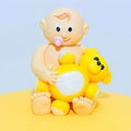 Baby shower theme fondant figurine for cakes Royalty Free Stock Photo