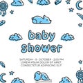 Baby shower vector template with cute sleeping bear Royalty Free Stock Photo