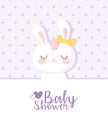 Baby shower, white rabbit girl, welcome newborn celebration card