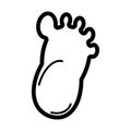 Baby simple foot print vector icon. Black and white foot illustration. Outline linear icon. Royalty Free Stock Photo