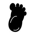 Baby simple foot print vector icon. Black and white foot illustration. Solid linear icon. Royalty Free Stock Photo