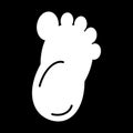 Baby simple foot print vector icon. Black and white foot illustration. Solid linear icon. Royalty Free Stock Photo