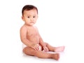 Baby sits sideways Royalty Free Stock Photo