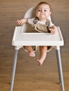 Baby sitting in highchair