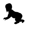 Baby sitting on side with dummy_silhoutte Royalty Free Stock Photo