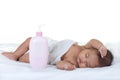 Baby sleep on a bed Royalty Free Stock Photo