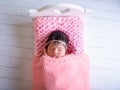 Baby sleep in the bed, little girl, newborn girl Royalty Free Stock Photo