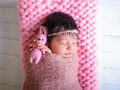 Baby sleep in the bed, little girl, newborn girl Royalty Free Stock Photo
