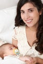 Baby sleep in mother hand, happy maternity concept Royalty Free Stock Photo