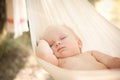 Baby sleep quiet into hammock Royalty Free Stock Photo