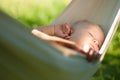 Baby sleep quiet into hammock Royalty Free Stock Photo