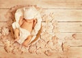 Baby Sleeping Autumn Wood, New Born Kid, Asleep Newborn Royalty Free Stock Photo