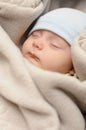 Baby in sleeping bag Royalty Free Stock Photo