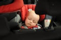 Baby sleeping in car seat Royalty Free Stock Photo