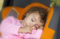 Baby sleeping in the car Royalty Free Stock Photo