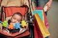 Baby sleeping in carriage Royalty Free Stock Photo