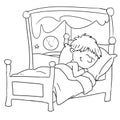 The baby is sleeping in her bed,chine drawn by color Royalty Free Stock Photo