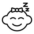 Baby sleeping line icon. Baby face vector illustration isolated on white. Sleeping kid outline style design, designed