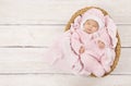 Baby Sleeping, Newborn Kid Sleep in Pink Clothing, New Born Royalty Free Stock Photo