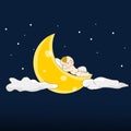 Baby sleeps on a moon