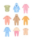 Baby sleepwear cloth pajama romper color flat icon