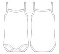 Baby sleeveless tank top body technical sketch. Children bodysuit