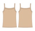 Baby sleeveless tank top with straps technical sketch. Children outline undershirt. Cream color