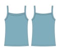 Baby sleeveless tank top with straps technical sketch. Children outline undershirt. Skyblue color