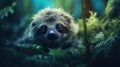 A baby sloth in the jungle, AI