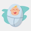 Baby smile in swaddling vector illustration in flat style