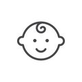 Baby smiling black vector icon. Infant symbol.