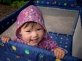 Baby Smiling in Playpen Outside Royalty Free Stock Photo