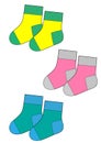 Baby socks different colors vector sketch