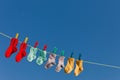 Baby socks on laundry Royalty Free Stock Photo